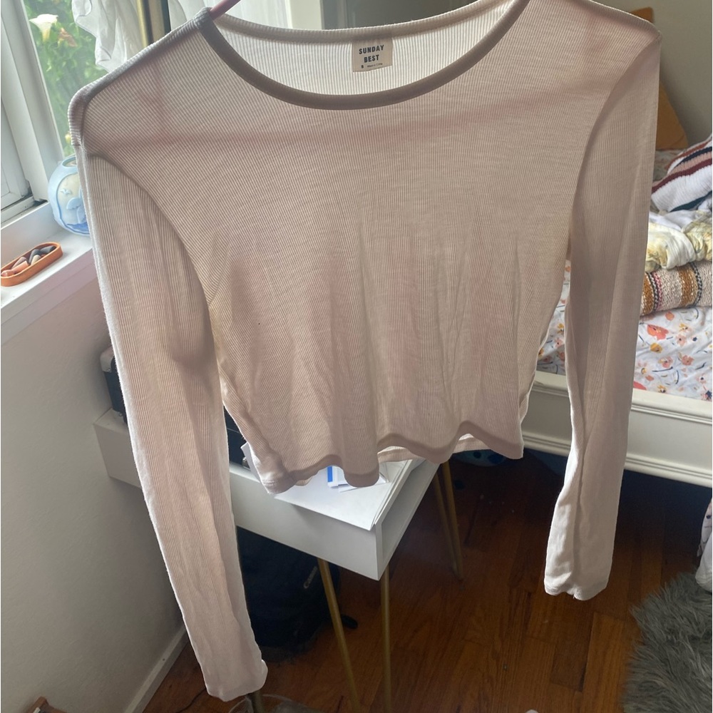 Cream long sleeve from Aritzia, Sunday Best brand. Size small but stretchy.